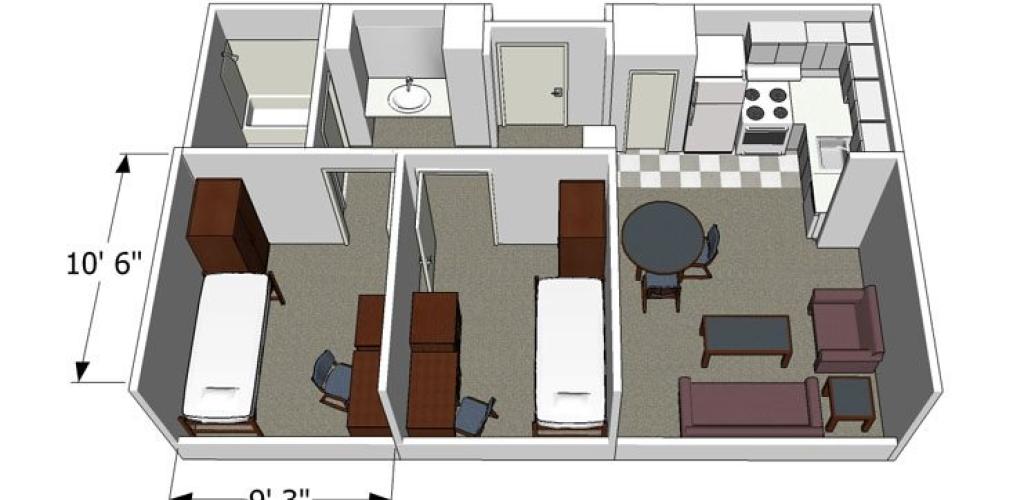 2 Bedroom Apartment Layout for Eighth Street West