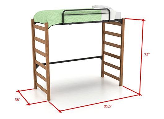 High lofted bed with dimensions