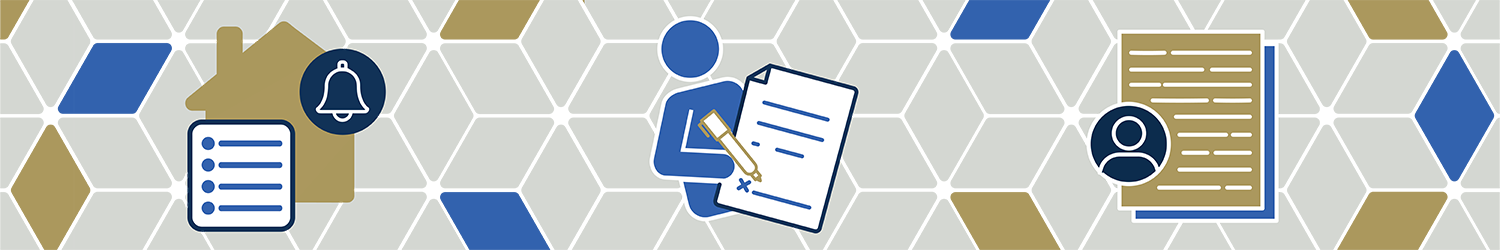 Icon illustrations of documents and contracts.