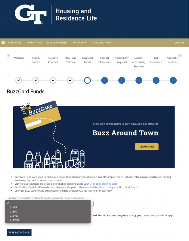 Screenshot of the BuzzCard Funds prompt