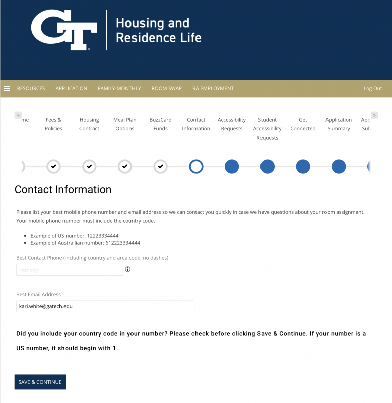 Screenshot Contact Information Prompt