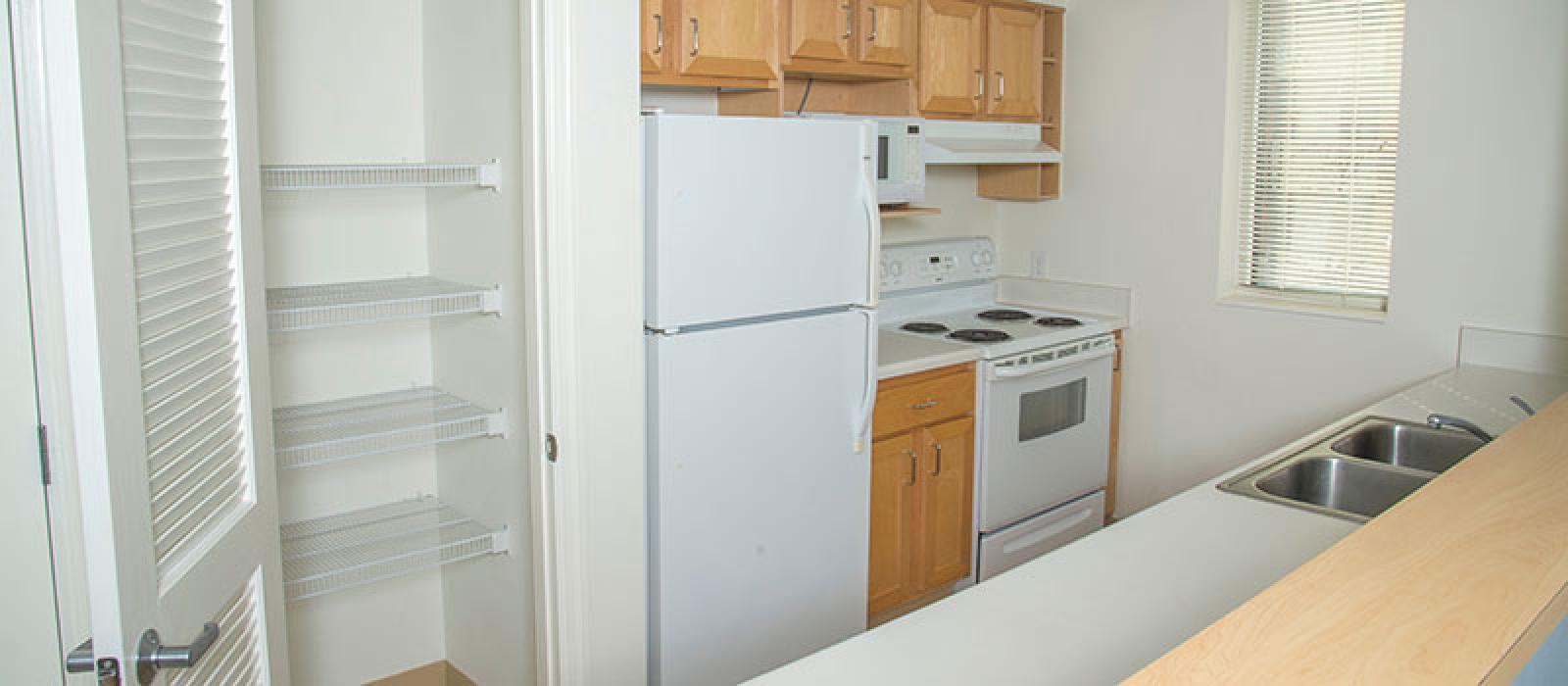 Pantry and kitchen.